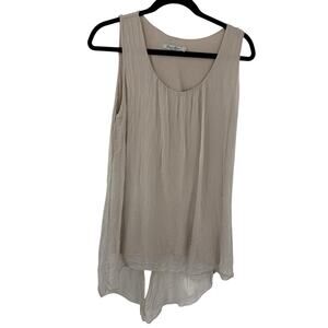 Elena Baldi Silk Top Size Large Boho Sheer Eclectic Flowy Soft Asymmetrical hem